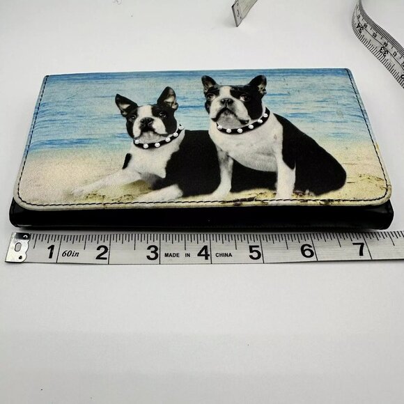 Unbranded Wallet Boston Terrier Photo Embellished Bling Checkbook Cards Coins - Picture 6 of 7